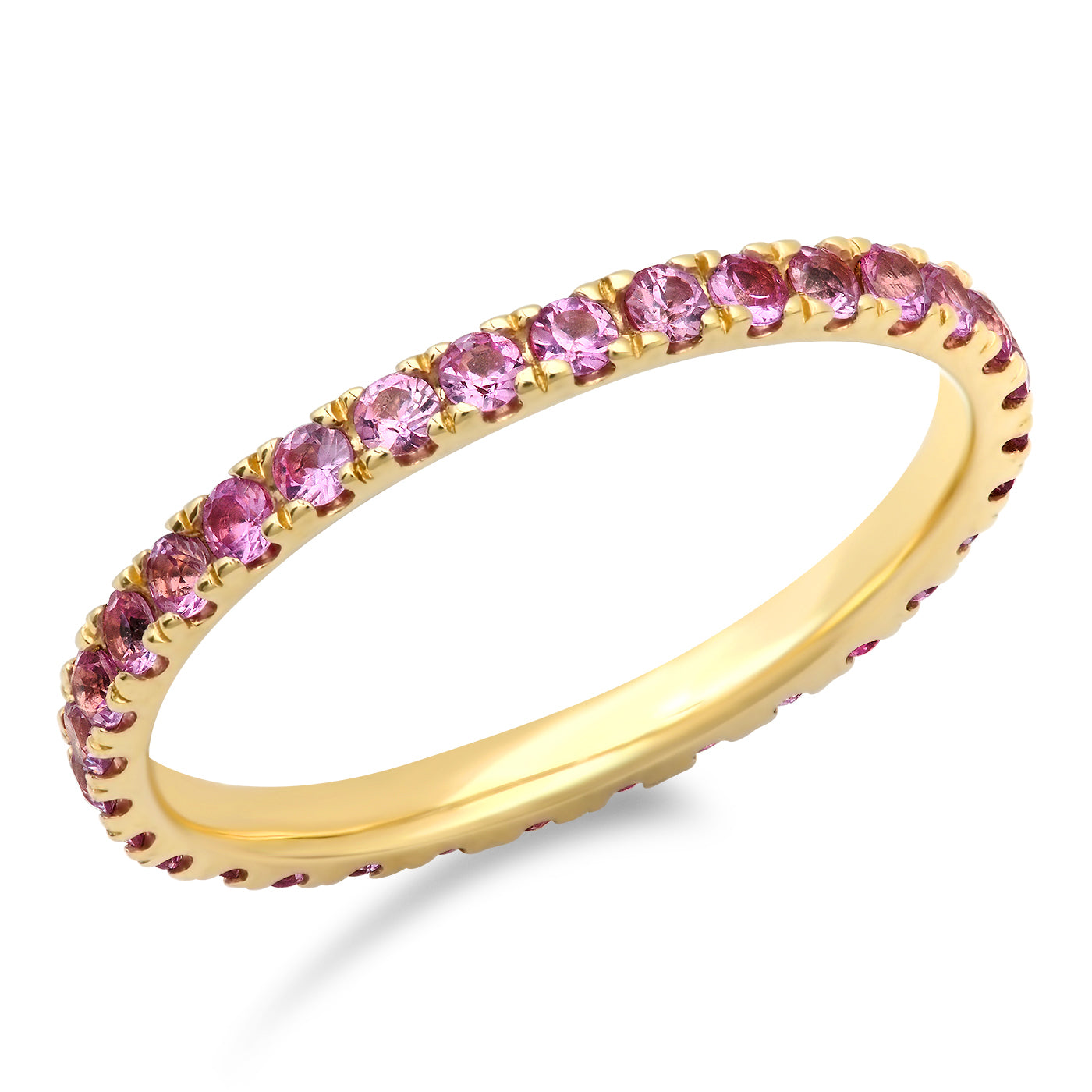 14K Yellow Gold Standard Pink Sapphire Eternity Band